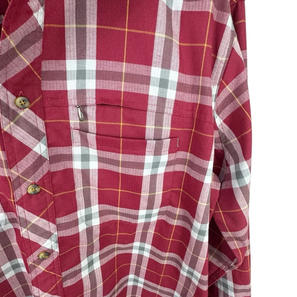Cabela's Men's Large Button Up Shirt Red Plaid Long Sleeve Outdoors Hiking